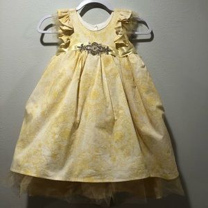 Beautiful yellow floral girls dress with bow